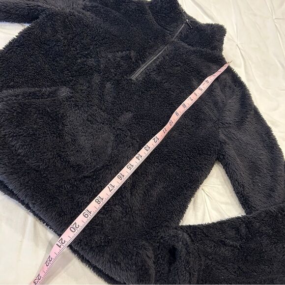 Aero Women's Black Fleece Quarter Zip Long Sleeve Crop Top Size Small - Picture 6 of 9